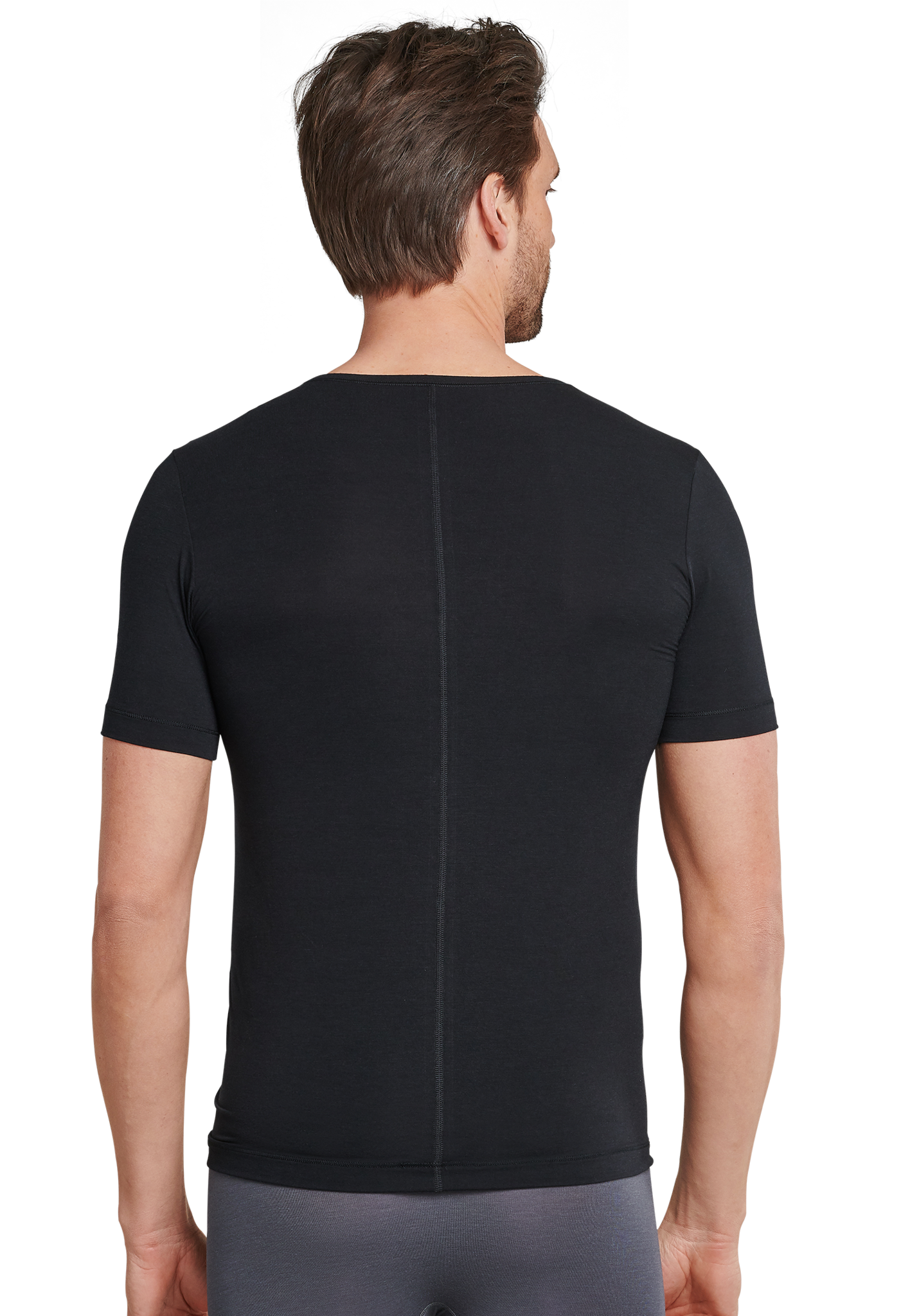Schiesser Heren Shirt Korte Mouwen V-hals zwart- Personal Fit