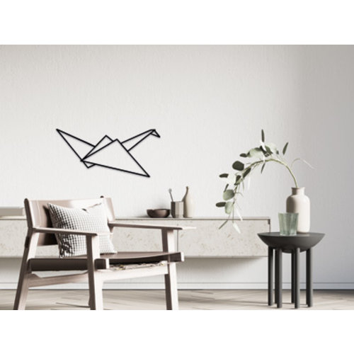Wanddecoratie - Origami - Zwaan vliegend - Zwart