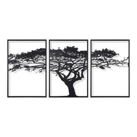Wanddecoratie - Drieluik Levensboom - Zwart