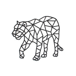 Wanddecoratie - Geometrische Jaguar - Zwart