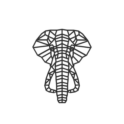 Wanddecoratie - Geometrische Olifant Zwart