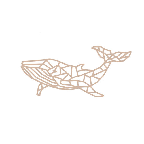 Wanddecoratie - Geometrische walvis - Naturel