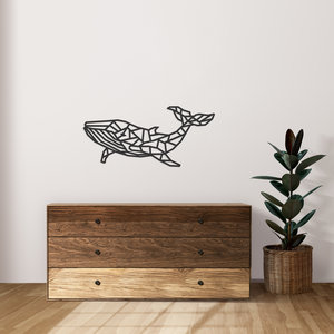 Wanddecoratie - Geometrische walvis - Zwart