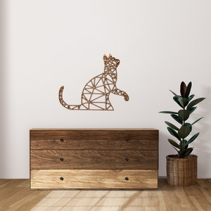 Wanddecoratie- Geometrische kat - Naturel