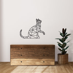 Wanddecoratie- Geometrische kat - Zwart