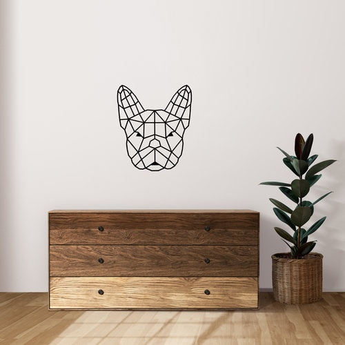 Wanddecoratie - Geometrische Franse Bulldog - Zwart