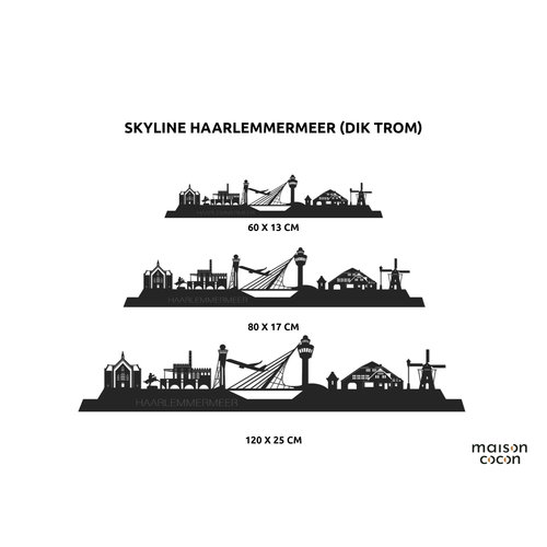 Wandecoratie - Skyline Haarlemmermeer - Dik Trom - Zwart