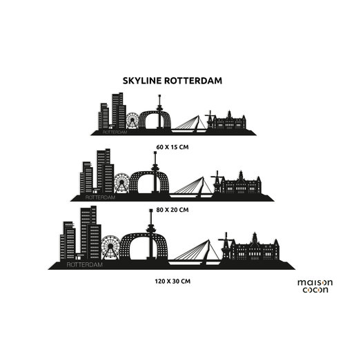 Wandecoratie - Skyline Rotterdam - Zwart