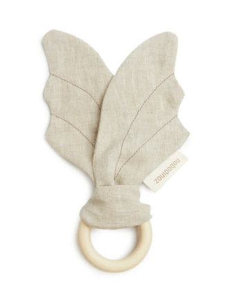 Nobodinoz Lin français Wings teether ring / greige