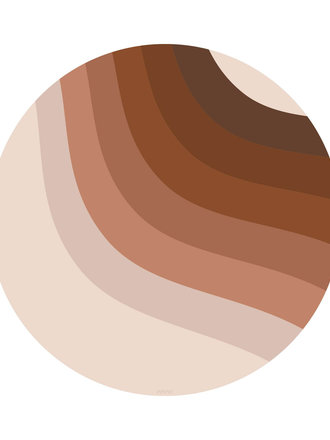 Eeveve Round splash mat / Retro Lines - Brown