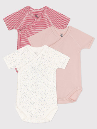 Petit Bateau Set 3 body's korte mauw rood/roos