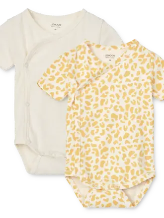 Liewood Hali printed body stocking ss 2-pack Leo jojoba / Creme de la creme