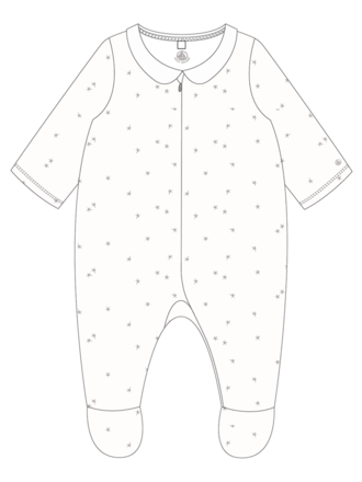 Petit Bateau Kruippakje met kraag sterretje wit/grijs / A0821