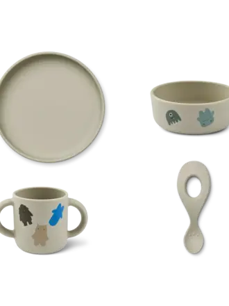 Liewood Vivi Printed Tableware Set / Monster / Mist