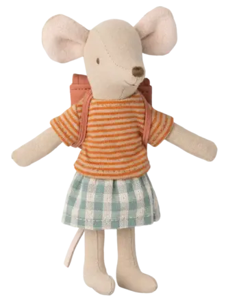Maileg Tricycle mouse, Big sister with bag - old rose