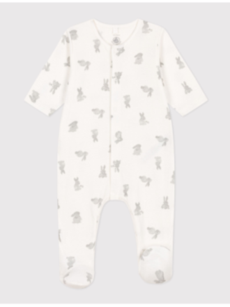 Petit Bateau Kruippakjes met grijze konijntjes A09G3