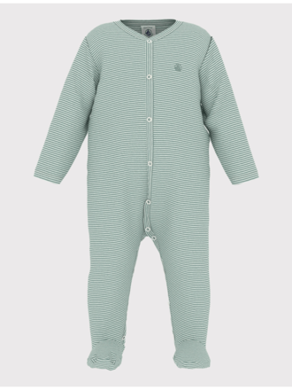 Petit Bateau Kruippakje met streepjes groen & wit  A09HK