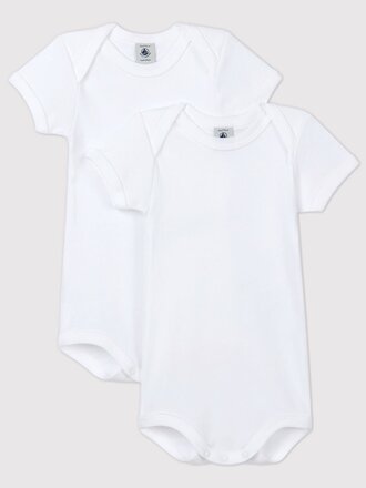 Petit Bateau SET VAN 2 KATOENEN BODY'S MET KORTE MOUWEN
