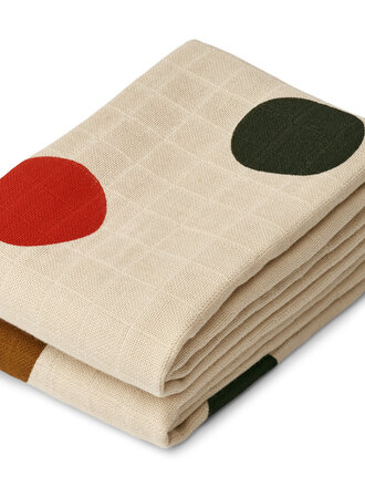 Liewood Lewis muslin cloth 2-pack /  Multi mega dots / sea shell mix