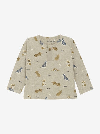 Minymo T-shirt LS AOP Sand 113593 Maat 80