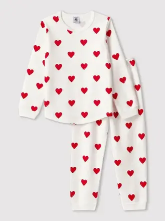 Petit Bateau Pyjama 2 stuks wit met hartjes A00FR