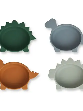 Liewood Iggy Silicone Bowls 4 Pack / Dino Blue Multi Mix