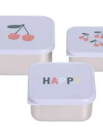 Lassig Snackbox Stainless Steel 3 pcs Happy  Fruits Cherry