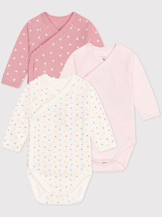 Petit Bateau 3 bodies met roze hartjes A0DCT
