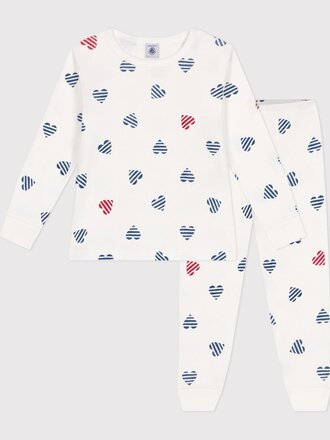 Petit Bateau 2 delige pyjama met blauwe en rode harten A0CLU