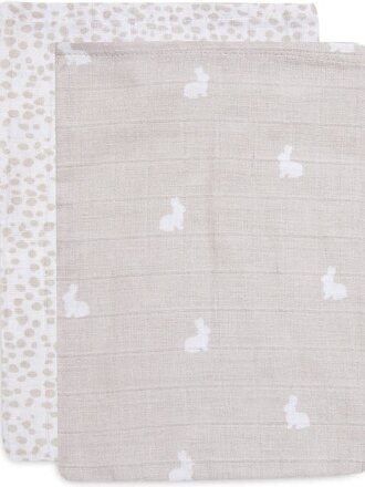 Jollein Washandje Hydrofiel Dotted&Rabbit Nougat GOTS (2pack)