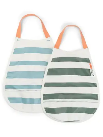 Done by Deer Pull-over bib 2-pack Stripes Blue/Green