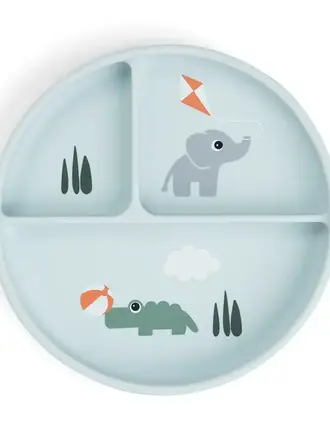 Done by Deer Stick&Stay compartment plate Playground Blue