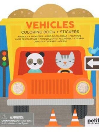 Petit Collage KLEURBOEK MET STICKERS Voertuigen