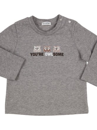 GYMP LONGSLEEVE - YOU'RE OWLSOME / GRIJS-CHINE Maat 62