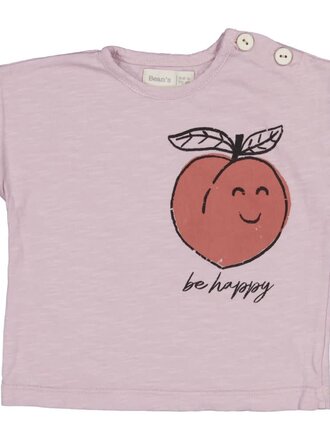 Bean's Barcelona FIG- Slub cotton T-shirt- be happy / mauvepink Maat 9-12maand