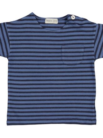 Bean's Barcelona PINEAPPLE- Striped Cotton t-shirt with pockets / Blue 3-6M