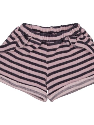 Bean's Barcelona BLUEBERRY- Striped Terry Frilly Short / mauvepin 3-6M