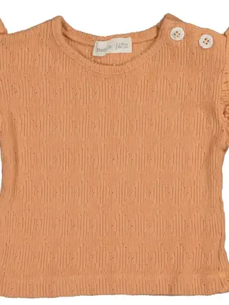 Bean's Barcelona PELICAN- Pointelle Frilly T-Shirt Apricot 9-12M