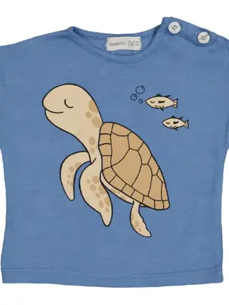 Bean's Barcelona BEACH- Turtle T-Shirt Blue