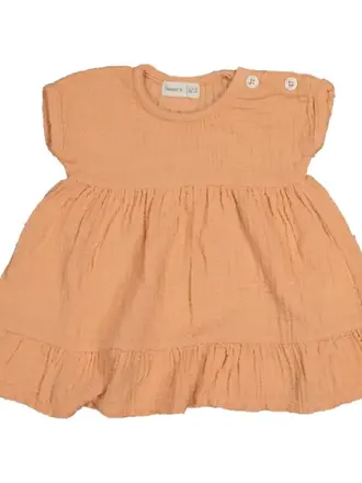 Bean's Barcelona GOGGLES-Plumeti Ruffled Dress Apricot 6-9M