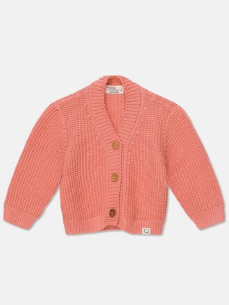 My Little Cozmo GREER169 / waffle-knit v-neck baby cardigan / Coral 6M