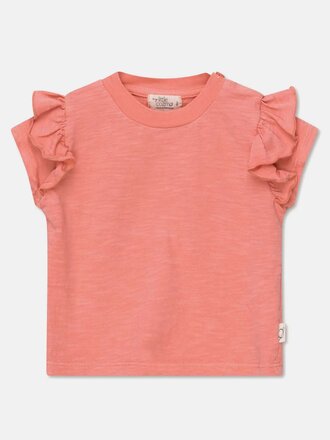 My Little Cozmo HANNA167 / slub ruffle baby t-shirt / Coral Maat 9m