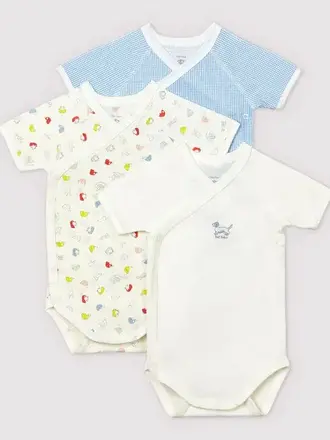 Petit Bateau Set van 3 rompertjes van biologisch katoen met korte mouwen