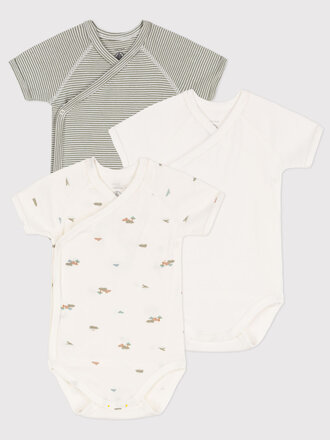 Petit Bateau Set van 3 body's olive