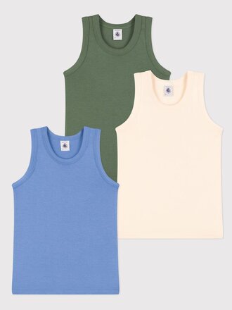 Petit Bateau Debardeur set van  3  blauw/groen/wit