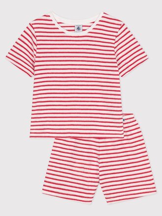 Petit Bateau 2 delige pyjama met rode strepen A0CJY