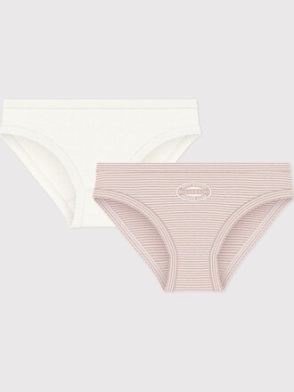 Petit Bateau Set van 2 katoene onderbroekjes wit/roos