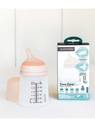 Suavinex 2 * SPENEN VOOR ANTI-KOLIEK FLES Zerø.Zerø / Borstvoeding / Aanpasbare doorstroom Light