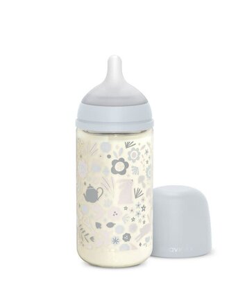 Suavinex WONDERLAND - GLAZEN FLES 240ML - FOPSPEEN SXPro M - Blauw