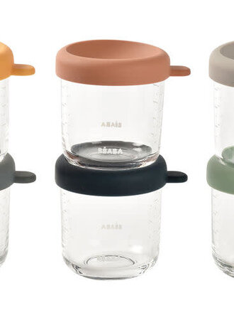 Childhome Set van 6 Béaba glazen potten van 250 ml